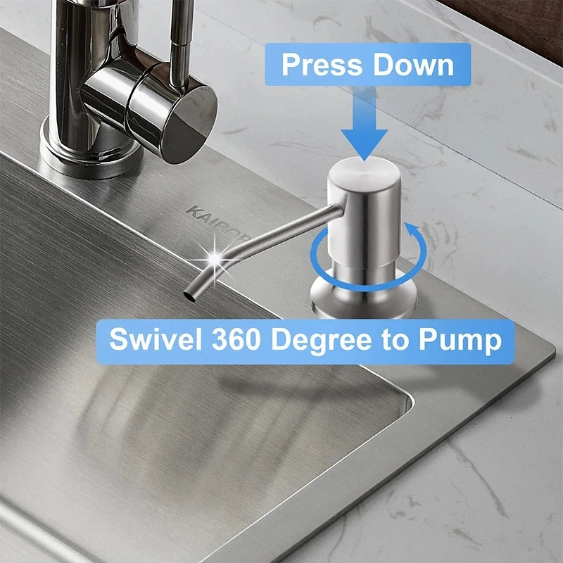 500ML Liquid Soap Bottle Sink Mount Hand Pressure Soap Dispenser Bottle  Kitchen Sink Liquid Soap Dispenser Pump Stainless Steel